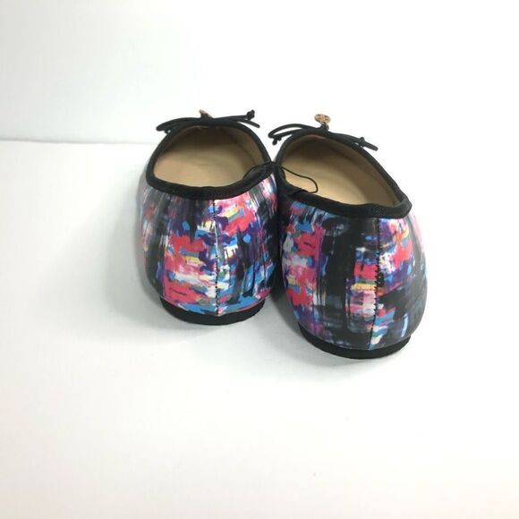 nicole miller 6M blue rise flat point toe slip on wearable art ballet flats bow - Picture 3 of 7